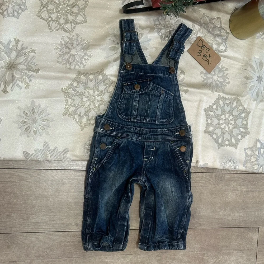 VTG Y2K OshKosh B'gosh Dark Blue Denim Overalls 12 Months Baby Boy